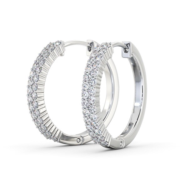 Hoop Round Diamond Double Row Earrings 18K White Gold ERG111_WG_THUMB1 