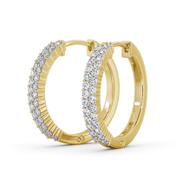 Hoop Round Diamond Double Row Earrings 18K Yellow Gold ERG111_YG_THUMB1 