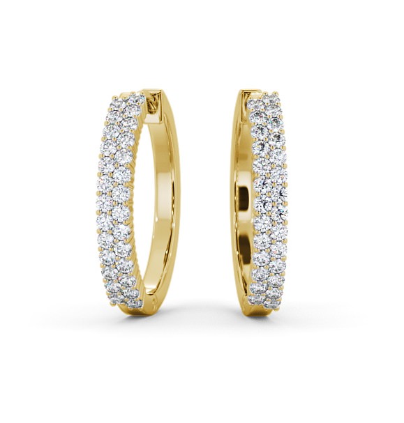 Hoop Round Diamond Double Row Earrings 9K Yellow Gold ERG111_YG_THUMB2 