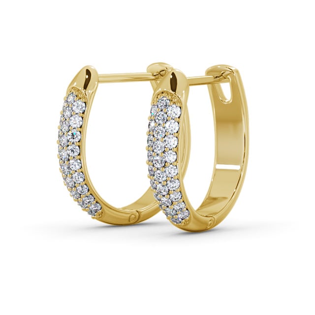 Hoop Round Diamond 0.30ct Earrings 18K Yellow Gold - Justine ERG112_YG_SIDE