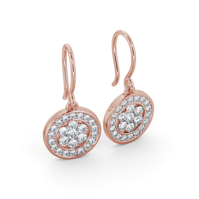 Drop Round Diamond Earrings 18K Rose Gold - Dilston ERG113_RG_FLAT