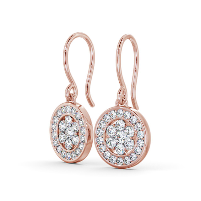 Drop Round Diamond Earrings 18K Rose Gold - Dilston