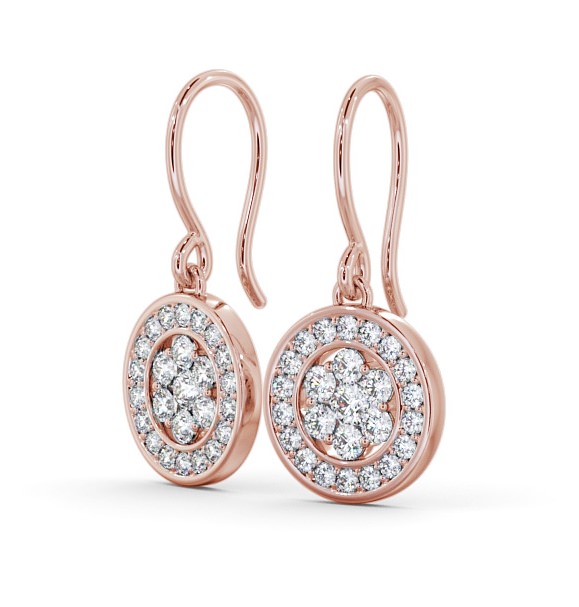 Drop Round Diamond Cluster Style Earrings 18K Rose Gold ERG113_RG_THUMB1