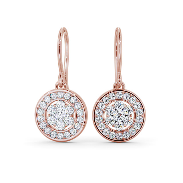 Drop Round Diamond Earrings 18K Rose Gold - Dilston ERG113_RG_UP