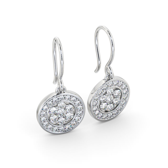 Drop Round Diamond Earrings 18K White Gold - Dilston ERG113_WG_FLAT