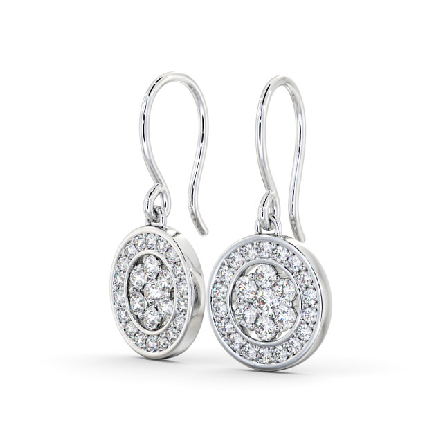 Drop Round Diamond Earrings 18K White Gold - Dilston ERG113_WG_SIDE