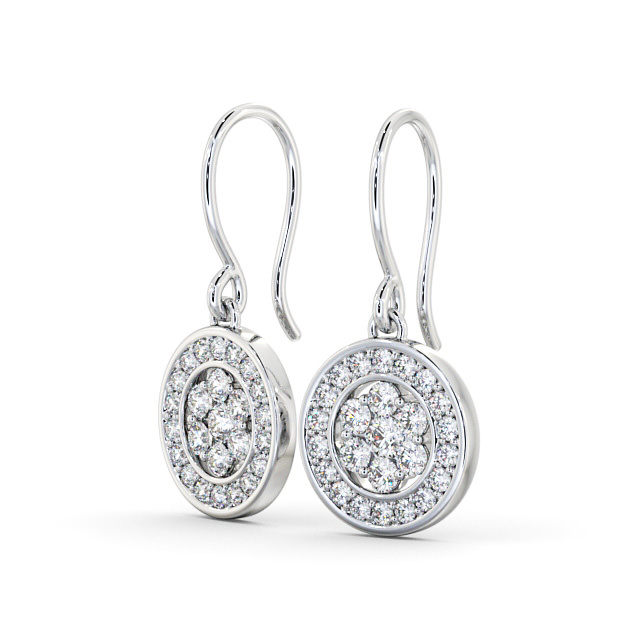 Drop Round Diamond Earrings 9K White Gold - Dilston ERG113_WG_SIDE