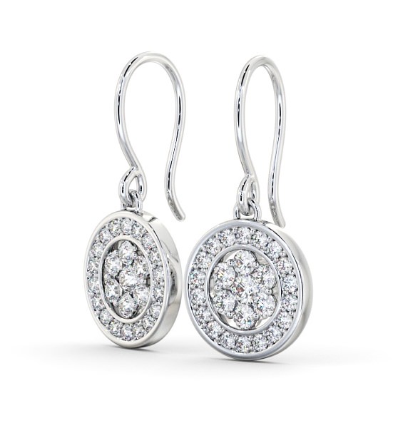 Drop Round Diamond Cluster Style Earrings 9K White Gold ERG113_WG_THUMB1 