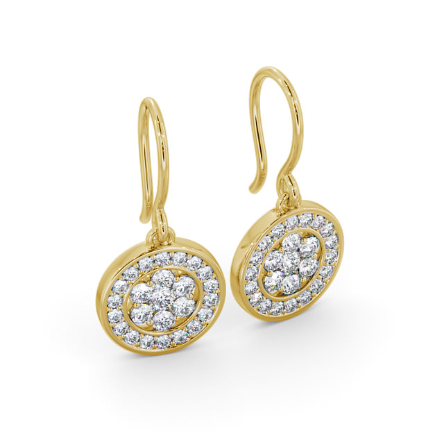 Drop Round Diamond Earrings 9K Yellow Gold - Dilston ERG113_YG_FLAT