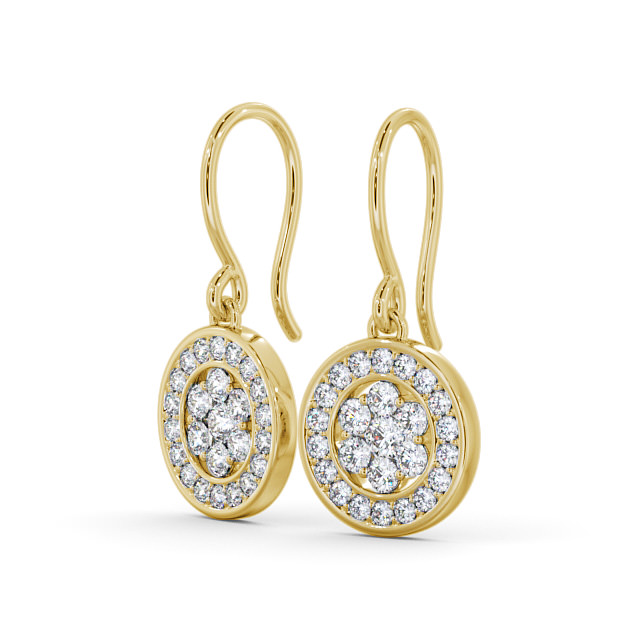 Drop Round Diamond Earrings 9K Yellow Gold - Dilston ERG113_YG_SIDE