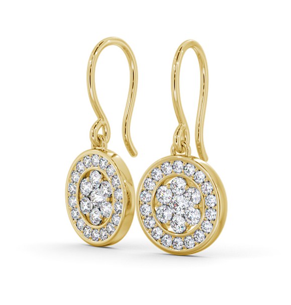 Drop Round Diamond Cluster Style Earrings 9K Yellow Gold ERG113_YG_THUMB1 