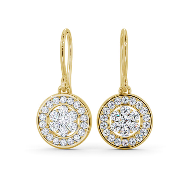 Drop Round Diamond Earrings 9K Yellow Gold - Dilston ERG113_YG_UP