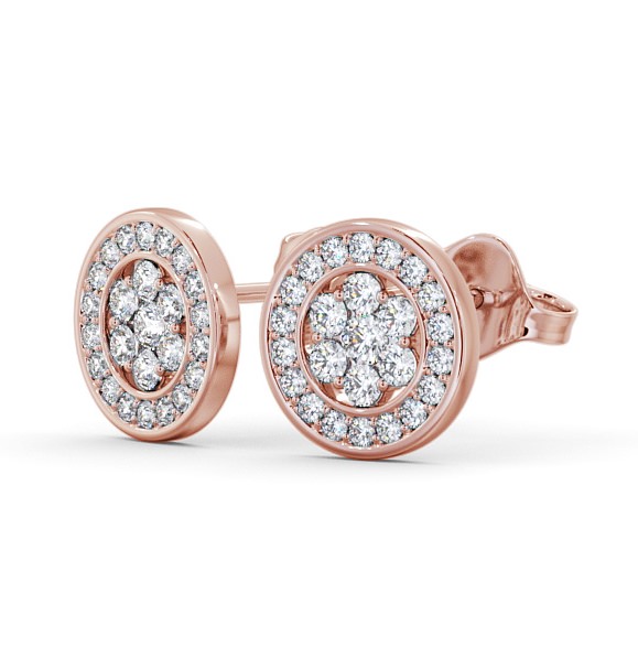 Cluster Round Diamond Halo Style Earrings 18K Rose Gold ERG114_RG_THUMB1