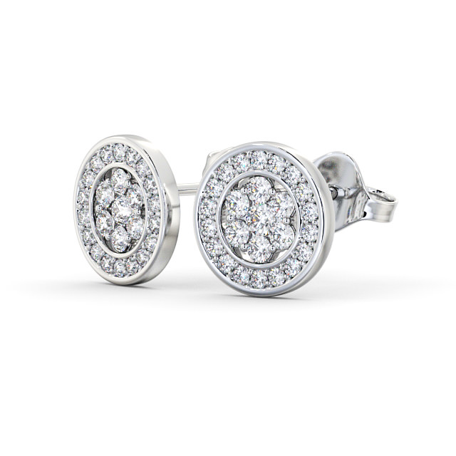 Cluster Round Diamond Earrings 9K White Gold - ilaria ERG114_WG_SIDE
