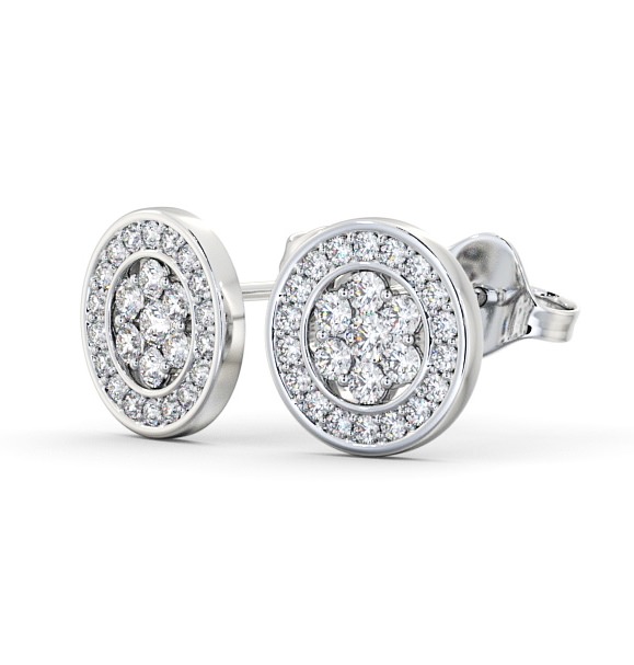 Cluster Round Diamond Halo Style Earrings 18K White Gold ERG114_WG_THUMB1