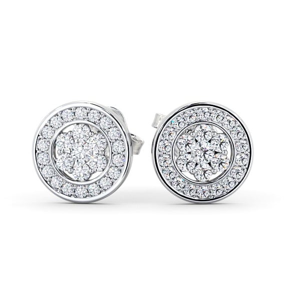 Cluster Round Diamond Halo Style Earrings 18K White Gold ERG114_WG_THUMB2 