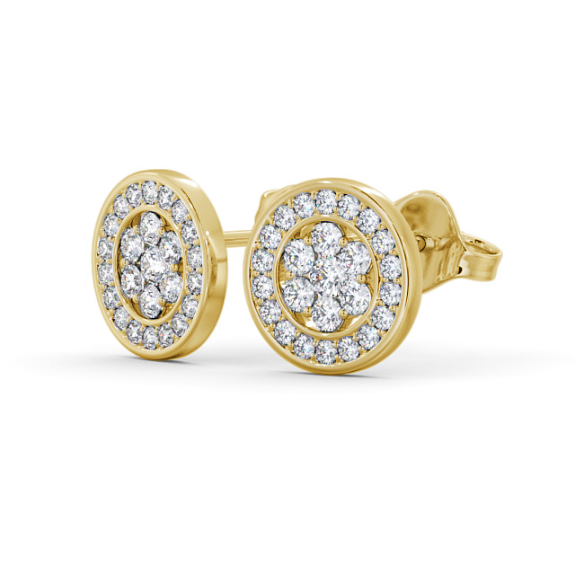 Cluster Round Diamond Earrings 18K Yellow Gold - ilaria