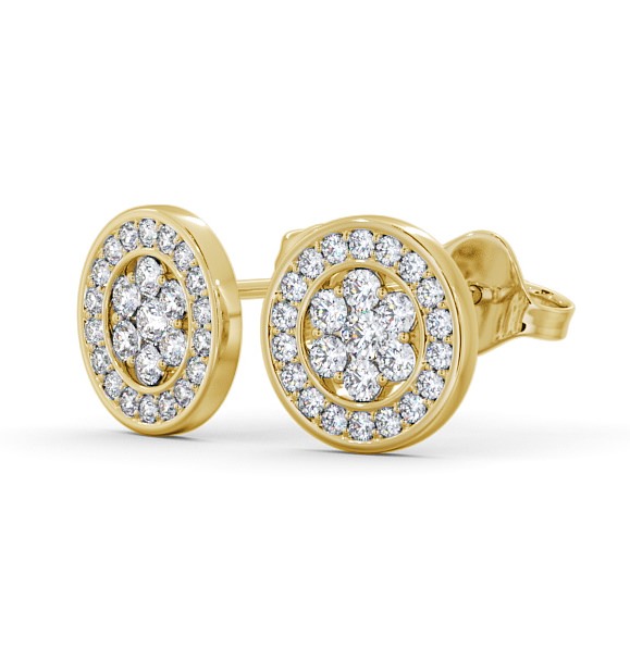 Cluster Round Diamond Halo Style Earrings 18K Yellow Gold ERG114_YG_THUMB1