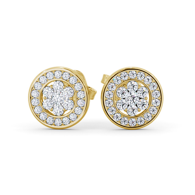 Cluster Round Diamond Earrings 18K Yellow Gold - ilaria ERG114_YG_UP