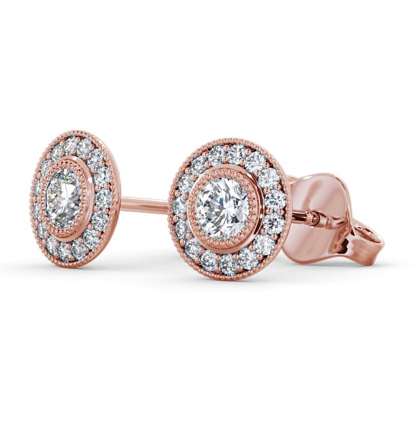 Halo Round Diamond Vintage Style Earrings 9K Rose Gold ERG115_RG_THUMB1 