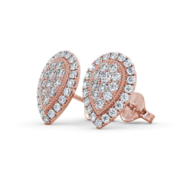 Cluster Round Diamond 1.05ct Earrings 18K Rose Gold - Laramie ERG116_RG_SIDE