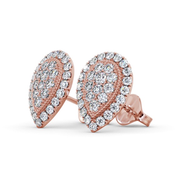 Cluster Round Diamond 1.05ct Pear Design Earrings 9K Rose Gold ERG116_RG_THUMB1 