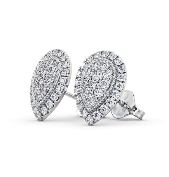 Cluster Round Diamond 1.05ct Pear Design Earrings 18K White Gold ERG116_WG_THUMB1 