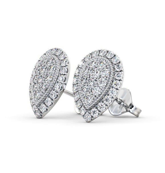 Cluster Round Diamond 1.05ct Pear Design Earrings 18K White Gold ERG116_WG_THUMB1