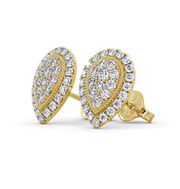 Cluster Round Diamond 1.05ct Pear Design Earrings 18K Yellow Gold ERG116_YG_THUMB1 
