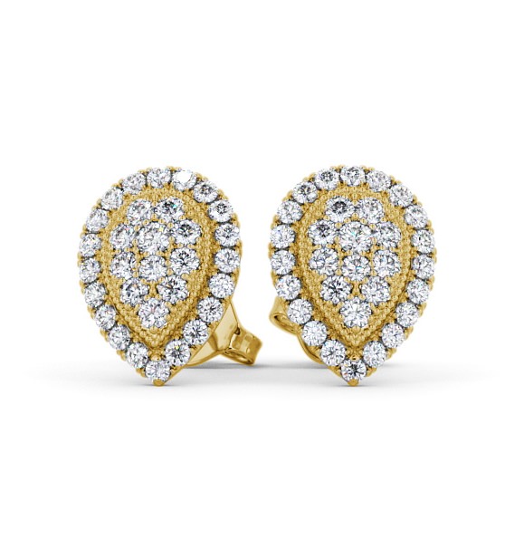 Cluster Round Diamond 1.05ct Pear Design Earrings 9K Yellow Gold ERG116_YG_THUMB2 