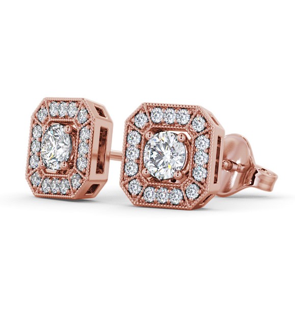 Halo Round Diamond Earrings 18K Rose Gold - Silonia ERG117_RG_THUMB1