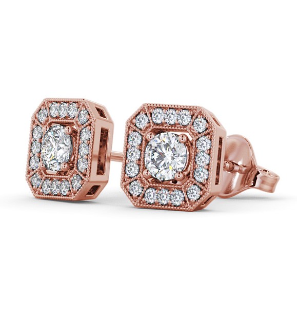 Halo Round Diamond Vintage Style Earrings 9K Rose Gold ERG117_RG_THUMB1