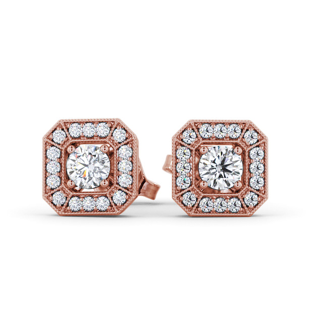 Halo Round Diamond Earrings 9K Rose Gold - Silonia ERG117_RG_UP