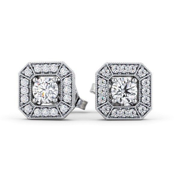  Halo Round Diamond Earrings 18K White Gold - Silonia ERG117_WG_THUMB2 