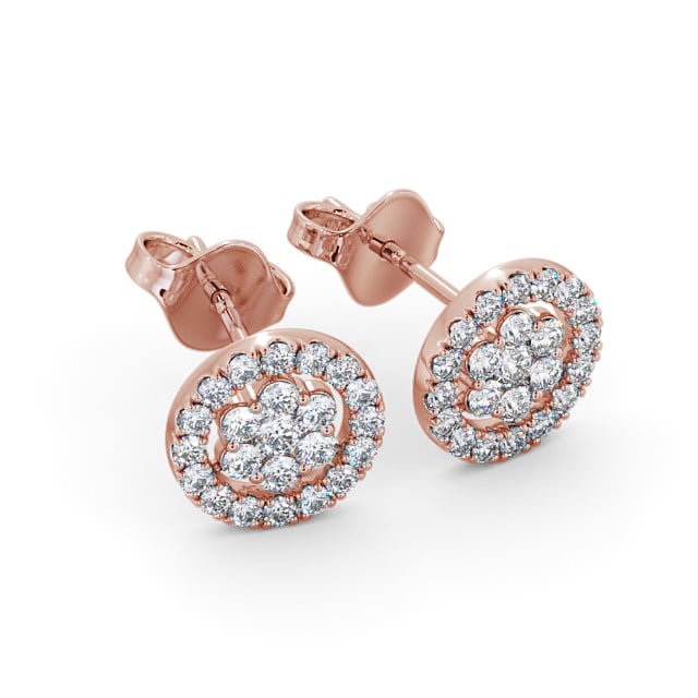 Cluster Round Diamond Earrings 9K Rose Gold - Comos ERG118_RG_FLAT