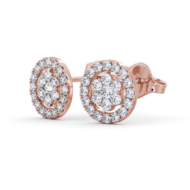 Cluster Round Diamond Earrings 18K Rose Gold - Comos ERG118_RG_SIDE