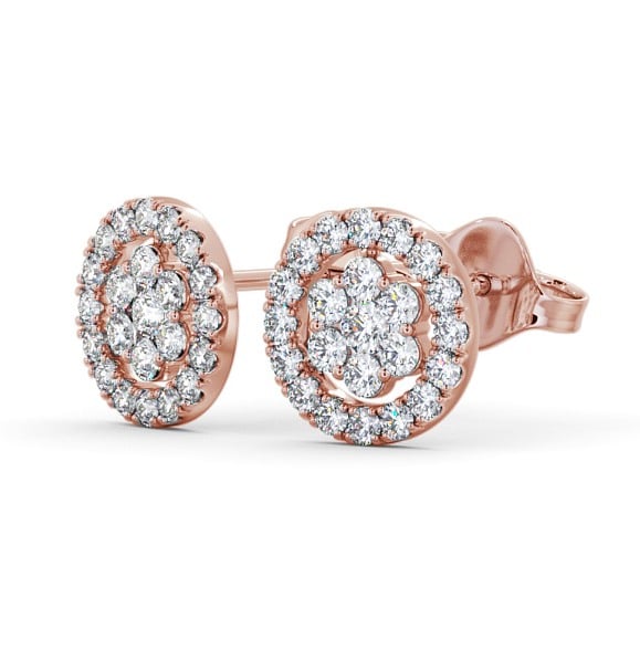 Cluster Round Diamond Halo Style Earrings 9K Rose Gold ERG118_RG_THUMB1 
