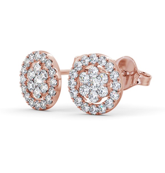 Cluster Round Diamond Halo Style Earrings 18K Rose Gold ERG118_RG_THUMB1