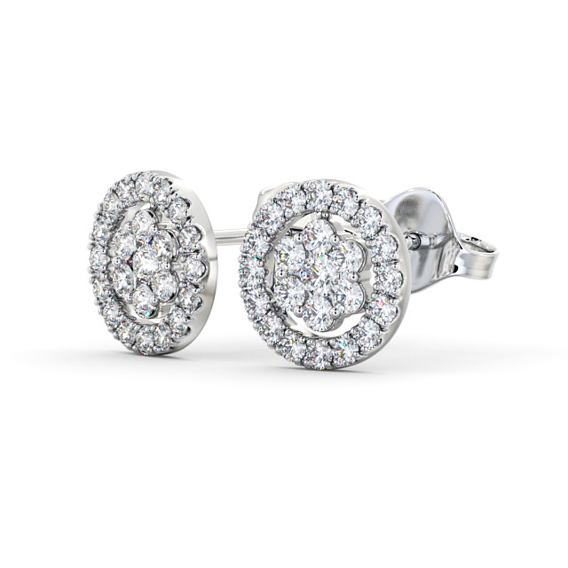 Cluster Round Diamond Earrings 18K White Gold - Comos ERG118_WG_SIDE