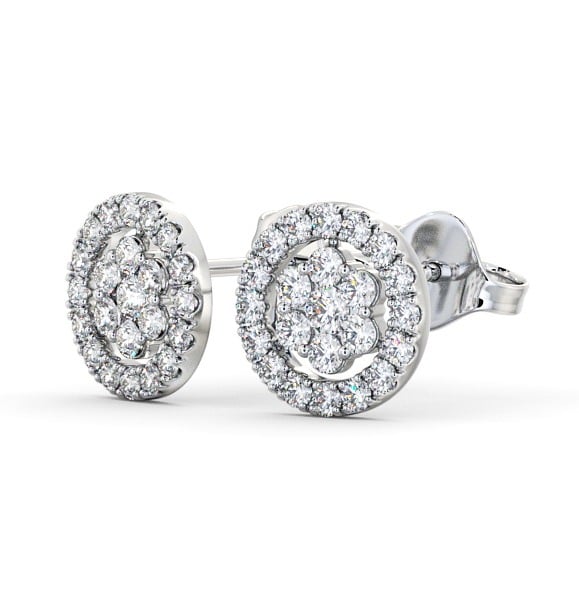 Cluster Round Diamond Halo Style Earrings 9K White Gold ERG118_WG_THUMB1