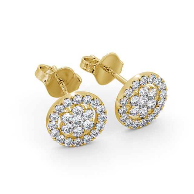 Cluster Round Diamond Earrings 9K Yellow Gold - Comos ERG118_YG_FLAT