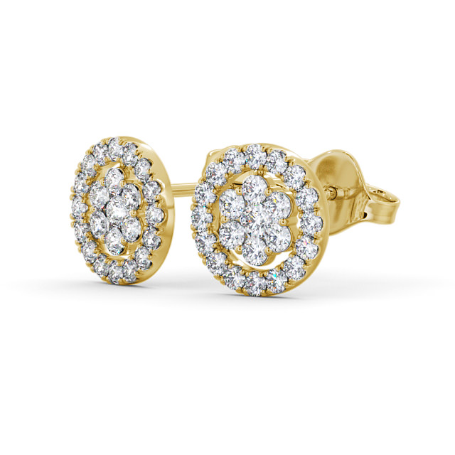 Cluster Round Diamond Earrings 18K Yellow Gold - Comos