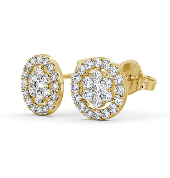 Cluster Round Diamond Halo Style Earrings 9K Yellow Gold ERG118_YG_THUMB1 