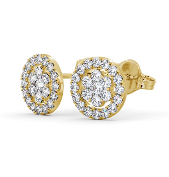 Cluster Round Diamond Halo Style Earrings 18K Yellow Gold ERG118_YG_THUMB1 