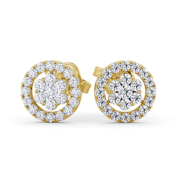 Cluster Round Diamond Halo Style Earrings 9K Yellow Gold ERG118_YG_THUMB2 