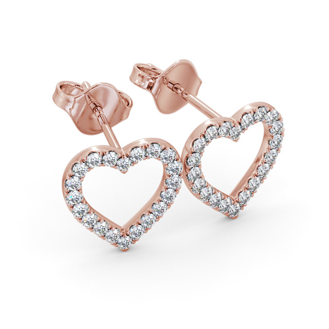 Heart Design Round Diamond Earrings 18K Rose Gold - Tiliana | Angelic ...