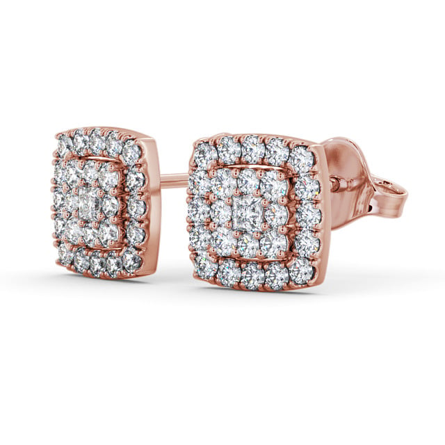 Cluster Round Diamond Earrings 18K Rose Gold - Allenton