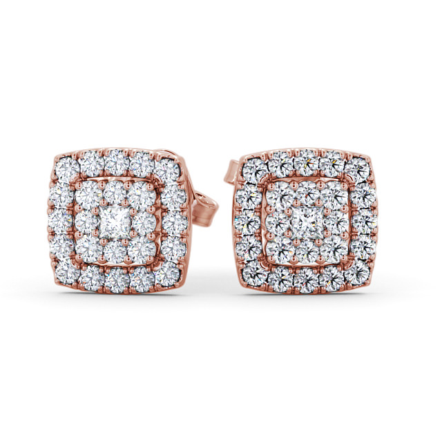Cluster Round Diamond Earrings 18K Rose Gold - Allenton ERG11_RG_UP