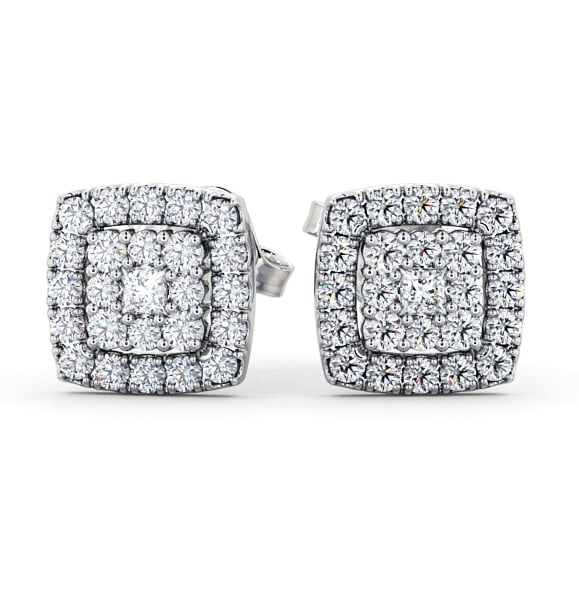  Cluster Round Diamond Earrings 18K White Gold - Allenton ERG11_WG_THUMB2_3 