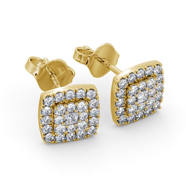 Cluster Round Diamond Earrings 18K Yellow Gold - Allenton ERG11_YG_FLAT